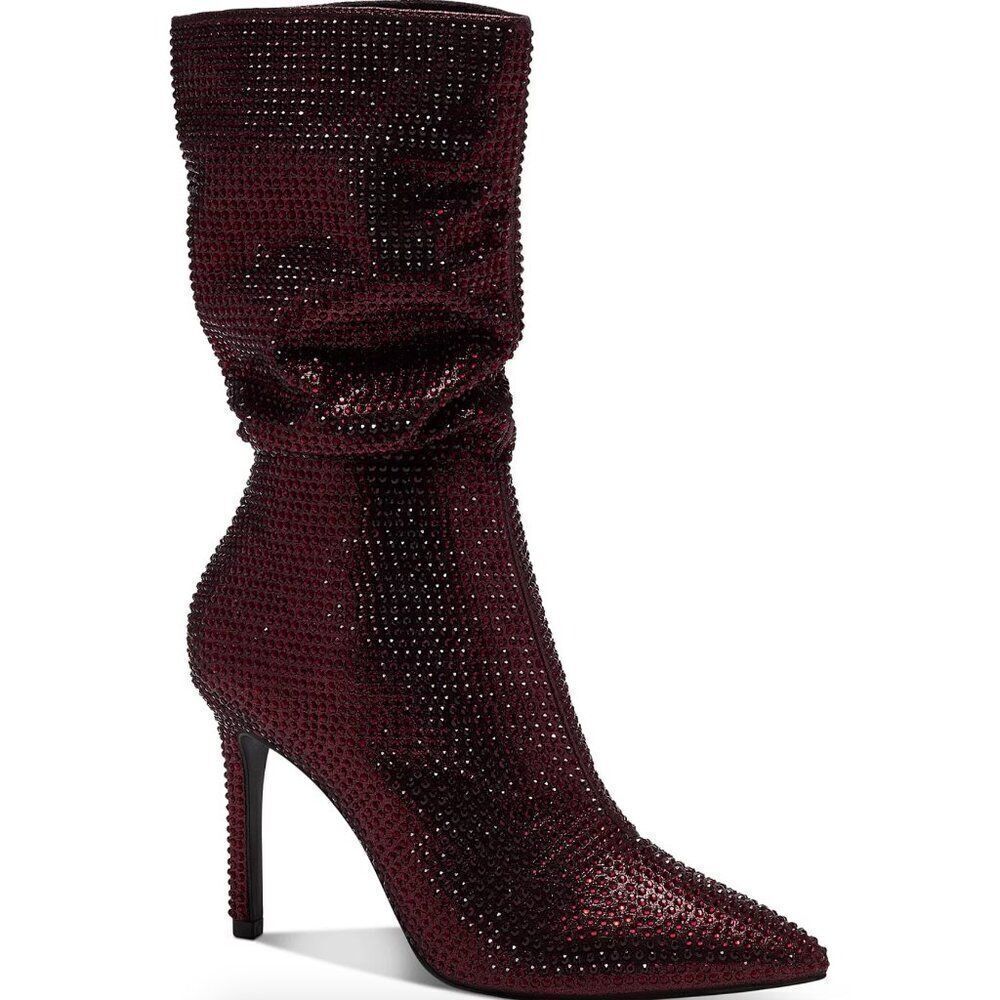 Thalia Sodi Womens Raquell Pointed Toe Rhinestones Mid-Calf Boots